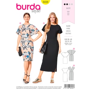 Burda 6439 Sewing Pattern Women Dress Pattern UNCUT Factory Folded Size 10 - 20 Easy Sewing Pattern Women Pattern Plus Size Dress