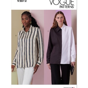 Vogue 2012 Sewing Pattern Women&#39;s Top Easy Sewing Project Size 8 - 14 Shirt Pattern Blouse Pattern Vogue Pattern Long Sleeve Vogue Sewing