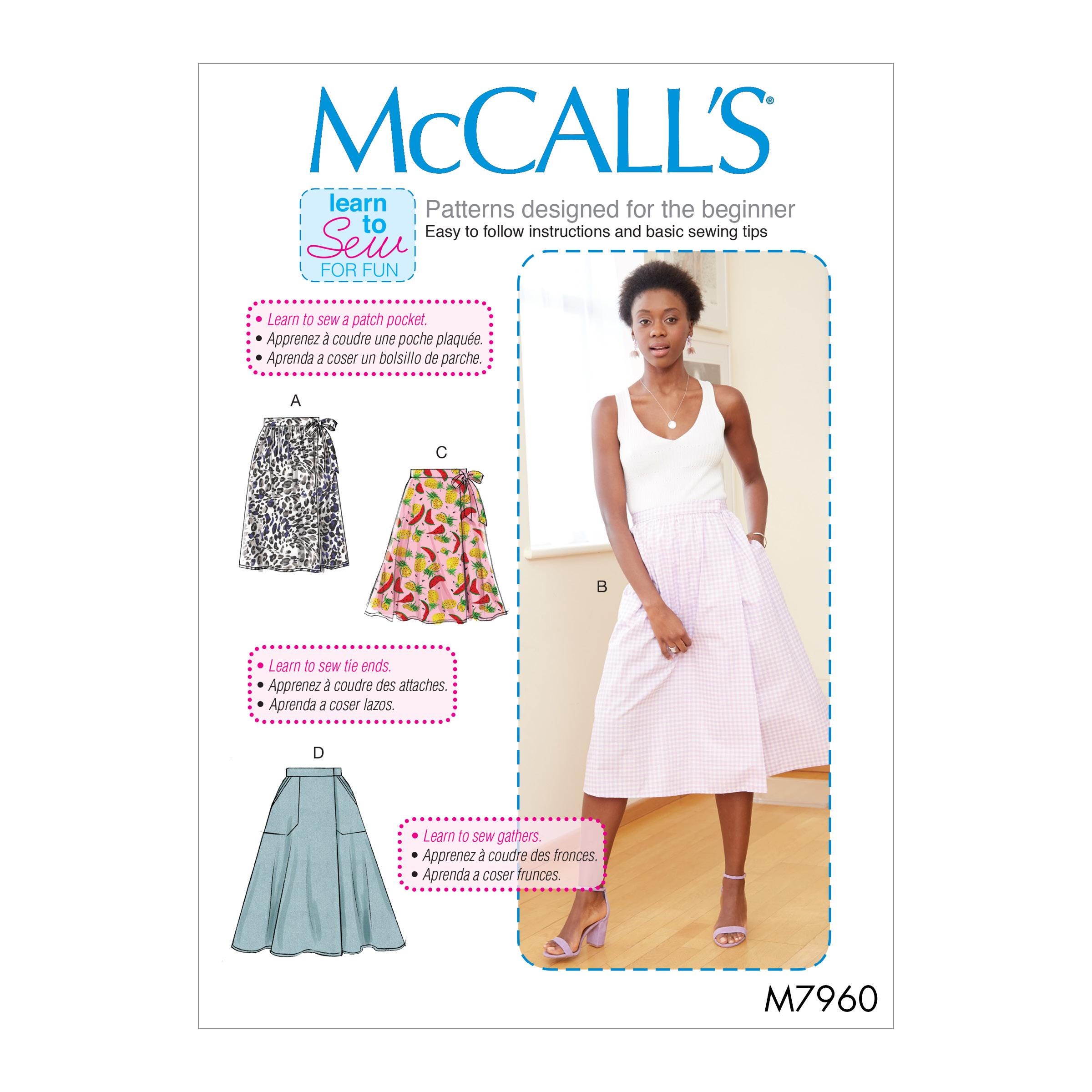 McCalls 7960 裁縫パターン レディース ラップスカート パターン 未