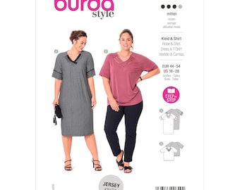 Burda 6018 Sewing Pattern Women Dress Pattern UNCUT Factory Folded Size 18 - 28 Plus Size Pattern Women Top Pattern Plus Size Dress