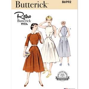 Butterick 6992 Pattern Women Dress Pattern UNCUT Factory Folded Size 4 - 12 Retro Style 50's Dress Vintage Dress Butterick Sewing Pattern