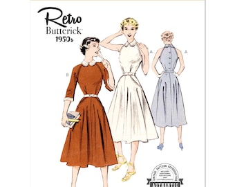 Butterick 6992 Pattern Women Dress Pattern UNCUT Factory Folded Size 4 - 12 Retro Style 50's Dress Vintage Dress Butterick Sewing Pattern