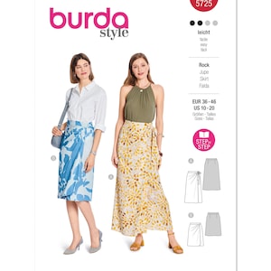 Burda 5725 Sewing Pattern Women Skirt Pattern UNCUT Size 10 - 20 Factory Folded Wrap Skirt Pattern Flowing Skirt Full Skirt Burda Pattern