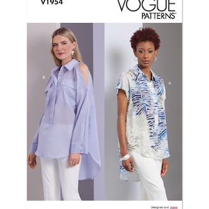 Vogue 1954 Symönster Damblus Oklippt Fabriksvikt Storlek 18-26 Plus Size Mönster Plus Size Skjorta Hög Låg Fåll Vogue Sewing