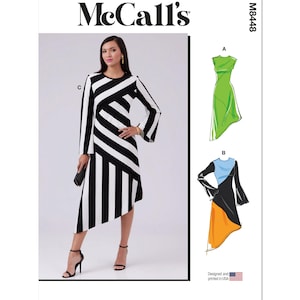 McCalls 8448 Sewing Pattern Women Dress Pattern UNCUT Factory Folded Size 8 - 16 Easy Sewing Pattern Knit Dress Couture Sewing McCalls