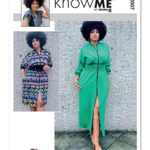 Può includere: Un cartamodello per un abito con una cerniera sul davanti. Il cartamodello si chiama "Know Me" di Mimi G. Il cartamodello è per un abito con un corpetto aderente e una gonna fluida. Il cartamodello è disponibile nelle taglie XS-XL.