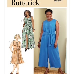 Butterick 6891 Modello di cucito Modello di abito da donna UNCUT Fabbrica piegato Taglia 18 - 24 Modello di taglie forti Tuta da donna Vestito taglie forti