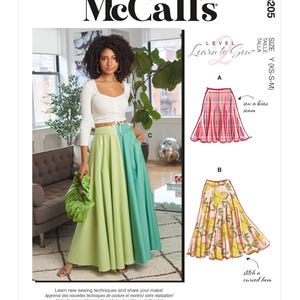 McCalls 8205 Symönster Storlek 4 - 14 Oklippt Fabriksvikt Utsvängd Kjol Mönster Lång Kjol Gore Kjol McCalls Sewing