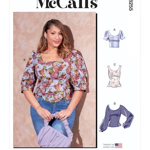 McCalls 8255 Sewing Pattern Women&#39;s Top Easy Sewing Project Size 26 - 32 UNCUT Factory Folded Crop Top Plus Size Top Plus Size Pattern