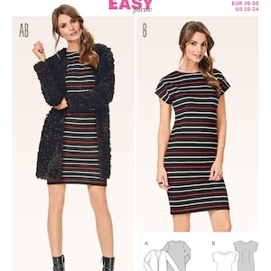 Burda 6608 Sewing Pattern Women Dress Pattern UNCUT Factory Folded Size 10 -24 Cardigan Pattern Plus Size Dress Plus Size Pattern Burda Sew