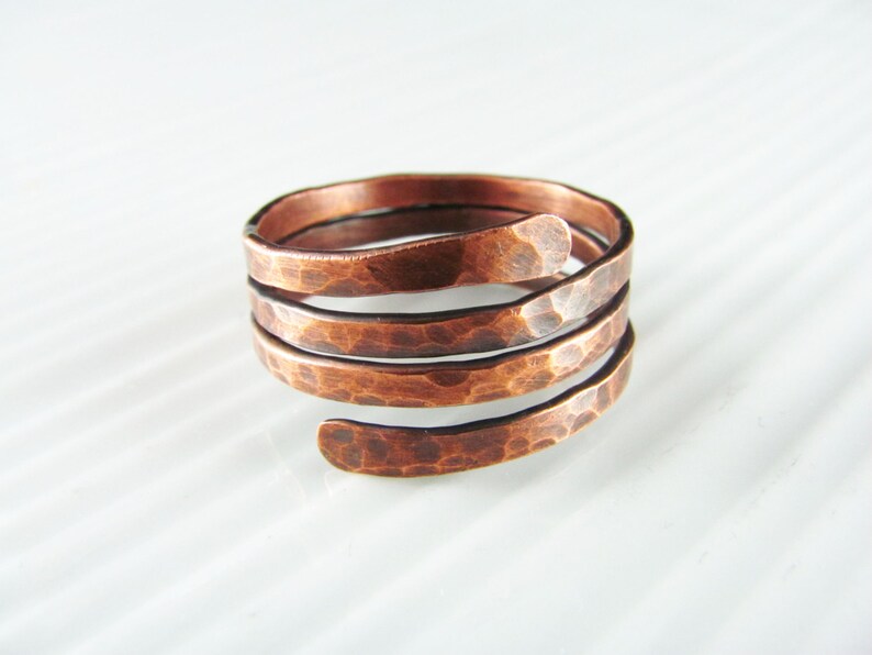 Wire Wrapped Copper Coil Band Boho Ring Wire Wrap Jewelry Bohemian Adjustable Ring