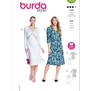 Burda 5838 Sewing Pattern Women Dress Pattern UNCUT Factory Folded Size 10 - 20 Easy Sewing Pattern Plus Size Pattern Plus Size Dress