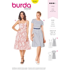 Burda 6343 Sewing Pattern Women Dress Pattern Easy Sewing Project UNCUT Size 8 - 18 Gore Skirt Dress Tank Dress Burda Pattern