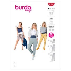 Burda 6124 Sewing Pattern Women Pant Size 8 - 18 UNCUT Factory Folded Sewing Fun Easy Sewing Pattern Project Burda Sewing Pattern Yoga Pants