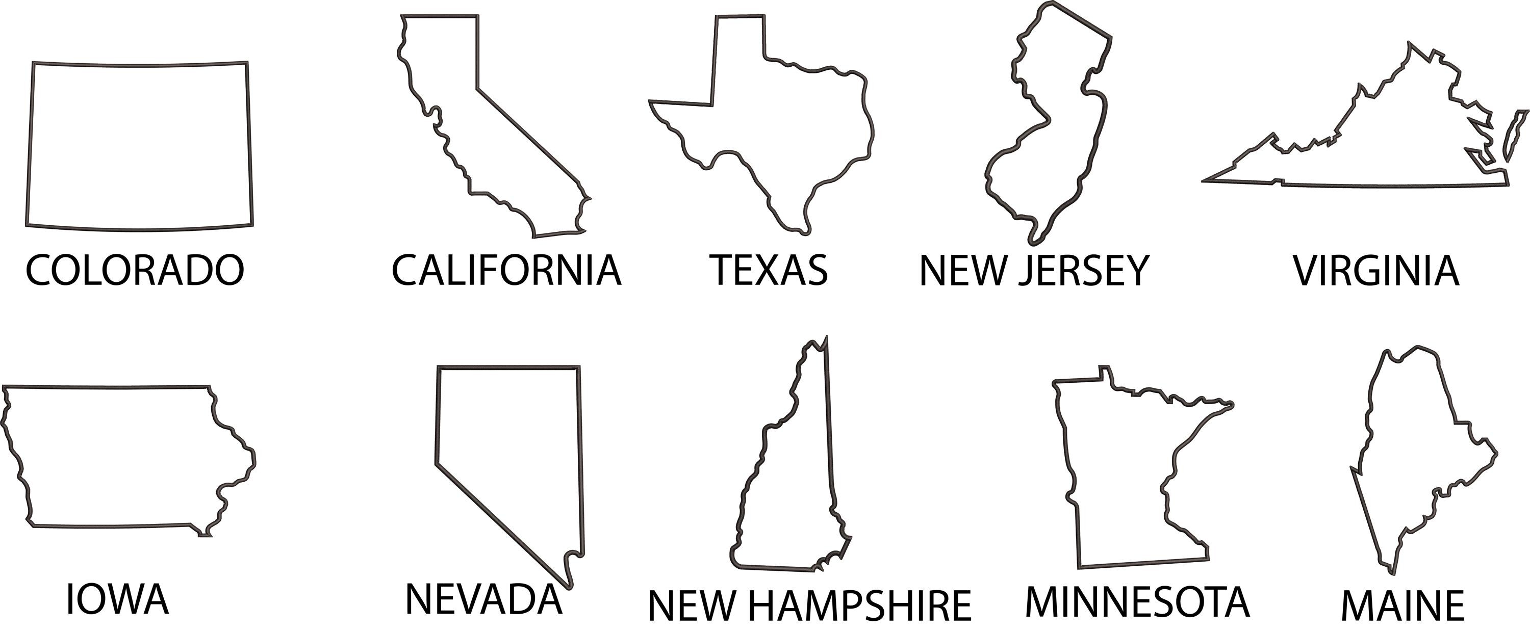 US State Outline Embroidery Design, All 50 States (digital Download) - Etsy