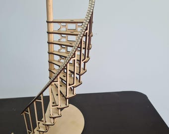 Spiral Stairs 1:12 model Lasercut files and 3D print files
