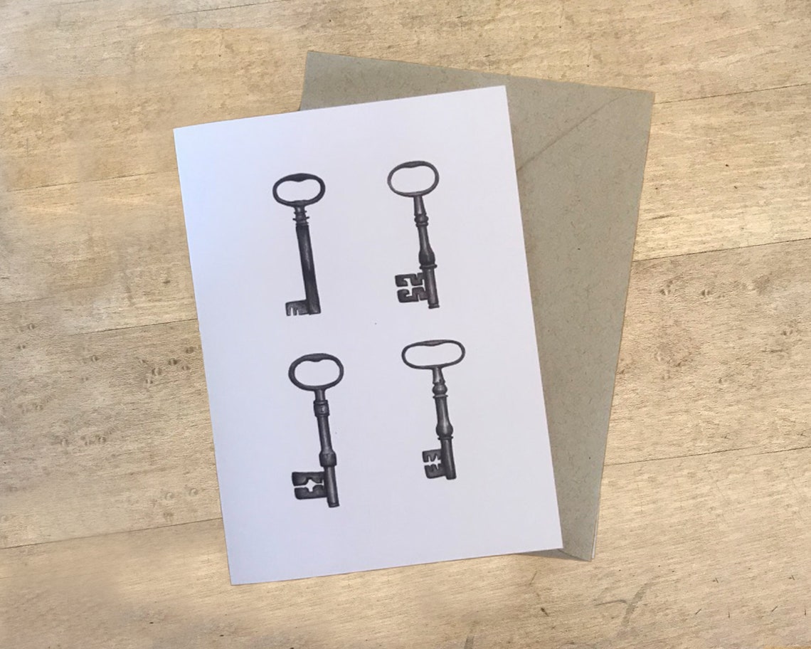 Keys Card Set of 4 Etsy