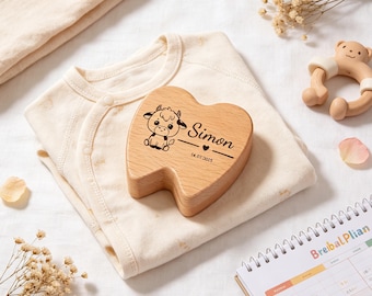 Gepersonaliseerd houten doosje voor melktanden, op maat gegraveerd bewaardoosje voor melktanden, opbergdoosje voor de tandenfee, kraamcadeau