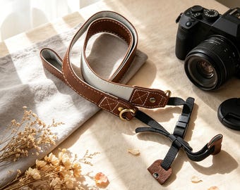 Correa de cuero personalizada para cámara, correa ajustable para cámara DSLR/SLR con nombre personalizado, regalo único para fotógrafos (para él y para ella).