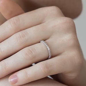 Vintage Pave Eternity Ring · Retro Inspired Sparkling Band · Dainty Victorian Style Ring · Classic Stackable Jewelry · Gift for Her (CR1889)