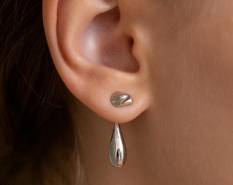 Drop Ear Jackets | Teardrop Front Back Earrings | Minimalist Double Sided | Geometric Stud | 2 Way Jewelry | Modern Gift (EC3258)
