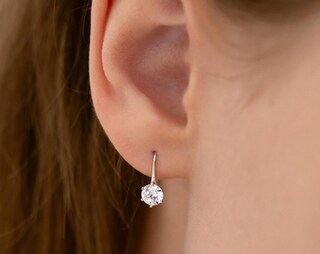 LANBEIDE Orecchini Pendenti In Argento Sterling 925 Con Zirconi Rotondi - Donna - Ipoallergenici