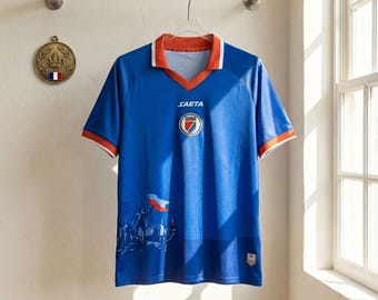 Blue Footboll Jersey Style Sports Shirt Haiti Inspired Summer Training Tee Athletic Fan Wear Lightweight Performance Top
