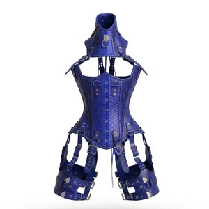 Real Python Leather Steel Boned Corset Bodysuit | Lace-Up Front Harness Festival Outfit