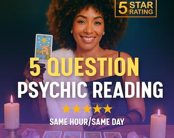 5 Question Psychic Reading - Same Hour, Fast Psychic Reading, Tarot Card Reading, Fortune Teller, Accurate Love Insights, Love Tarot, Career