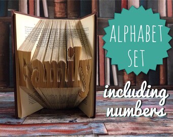Full Family Alphabet Font Pattern & tutorial, gift, decoration Book Folding, Folded Book Art