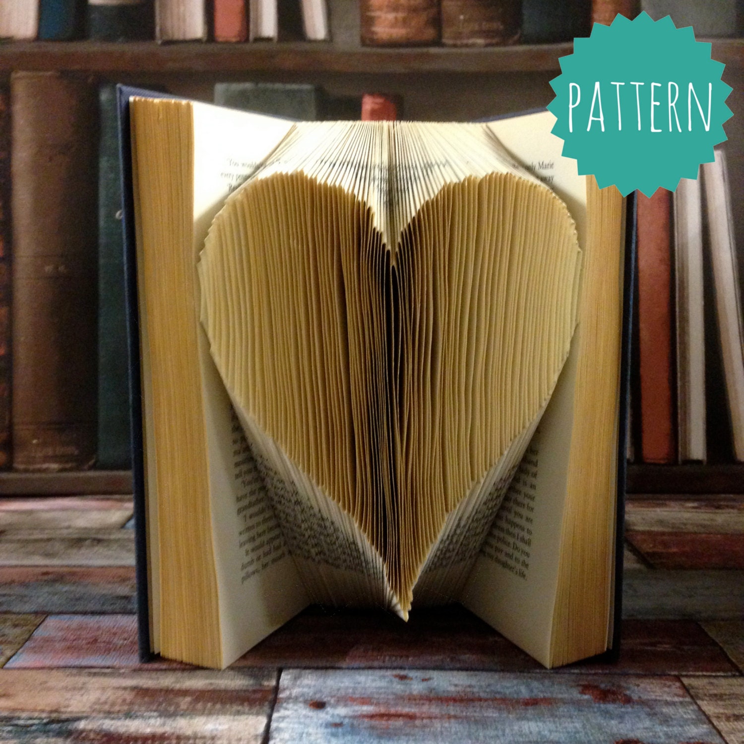 Folded Book Art Heart Pattern & tutorial gift home Etsy