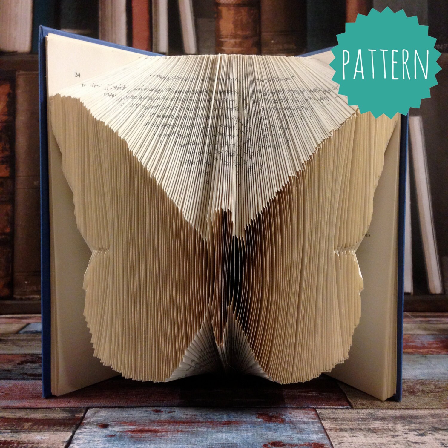 Folded Book Art Butterfly Pattern tutorial gift home Etsy