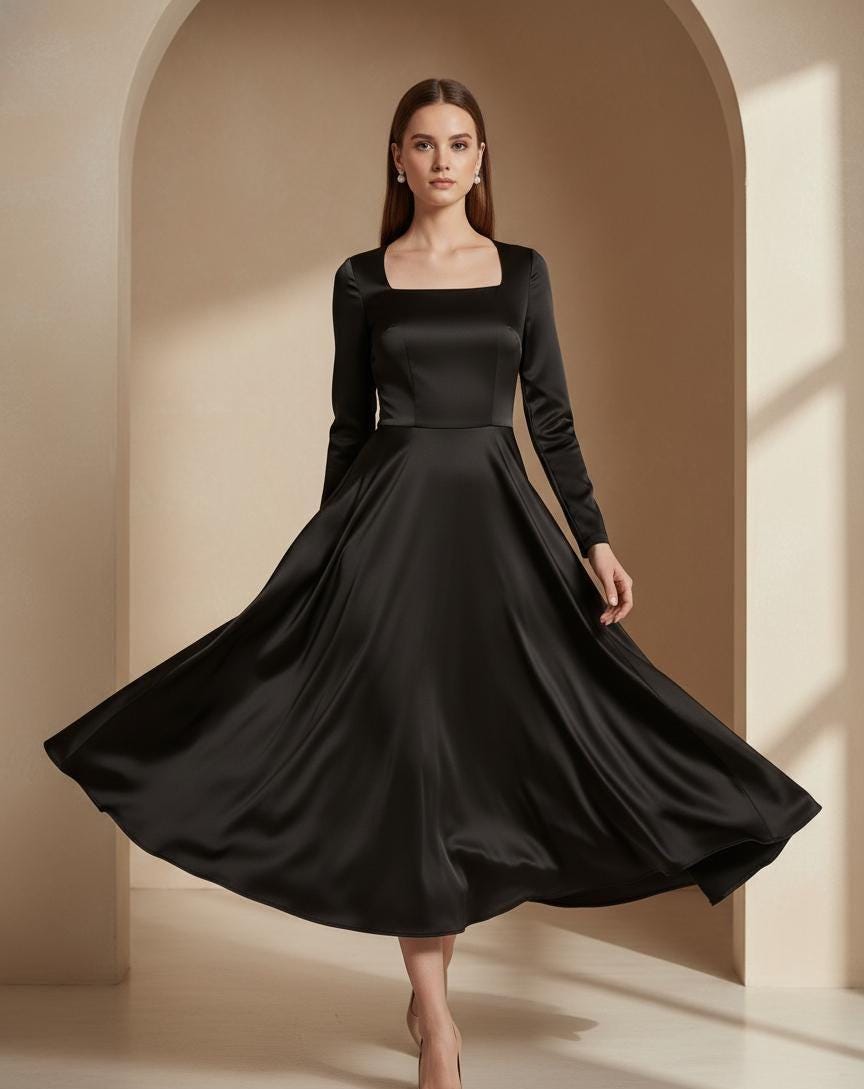 Elegant Satin Midi Dress