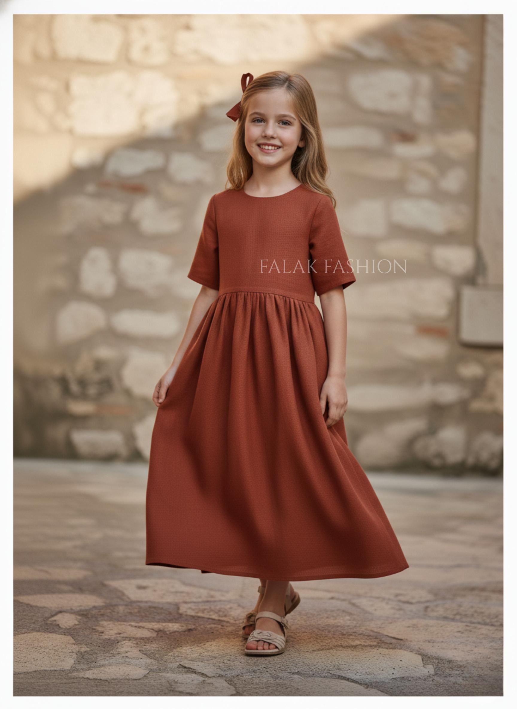 rust brown midi dress Rust Sandstone 100% Cotton Halter Neck Tier Midi Dress 36
