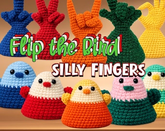 Flip the Bird Amigurumi Crochet Pattern, Silly finger Gestures Crochet Toy, Beginners Crochet PDF