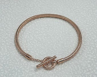 neu pandora T - Bar Schlangenkette Rosé Gold Armband 18 cm