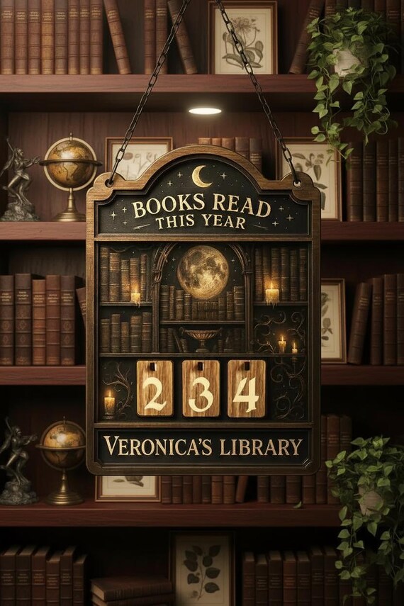 Personalized Wooden Book Tracker Sign, Books Read This Year Counter, Custom Library Reading Tracker Gift for Book Lovers & Readers