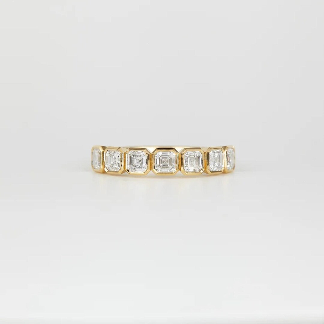 Classic 1.75 Total CT Asscher Cut Moissanite Wedding Ring,14k Solid ...