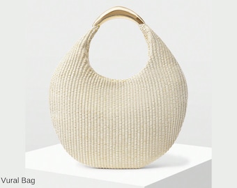 Strukturierte PU-Leder-Handtasche mit Tragegriff – Minimalistische Schultertasche mit Struktur