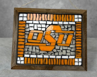 Contemporary Stained Glass Mosaic Panel - Oklahoma University OU (PLG367)