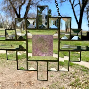Contemporary Stained Glass Dichroic Bevel Suncatcher Panel (PLG241)