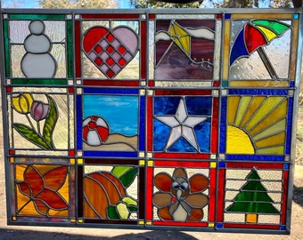 Contemporary Stained Glass Monthly Quilt Panel (PLG213)