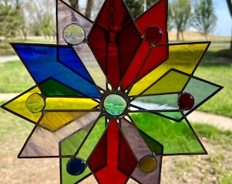 Contemporary Stained Glass Colorful Suncatcher Sunseeker Gems (PLG276)