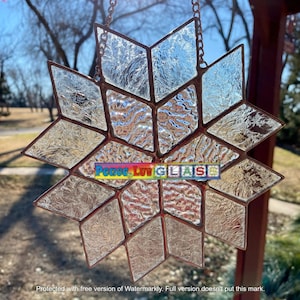 Contemporary Stained Glass Panel Suncatcher - Clear Diamond Star (PLG231)