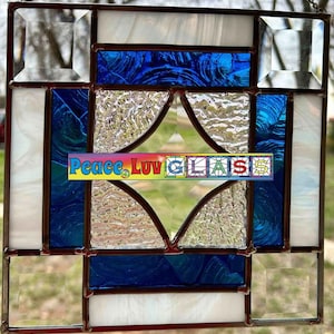 Contemporary Stained Glass Geometric Leaded Panel (PLG340)