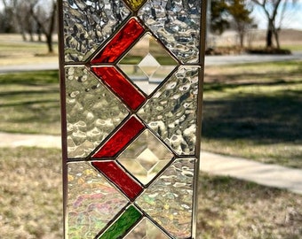 Contemporary Stained Glass Panel - Colorful Geometric Simply Vertical (PLG335)