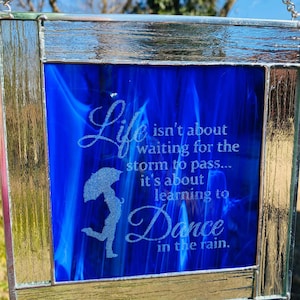 Contemporary Stained Glass Panel Suncatcher - Etched Life Dance Rain (PLG193)