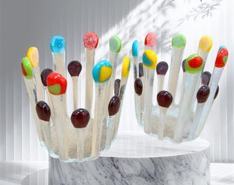 Votivi colorati in vetro fuso contemporaneo (PLG414)