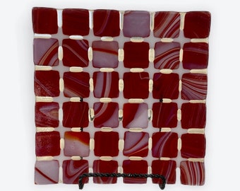 Contemporary Fused Glass Checkered Dish (PLG296)