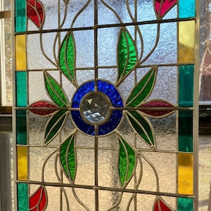 Traditional Stained Glass Rosebud Panel (PLG320)
